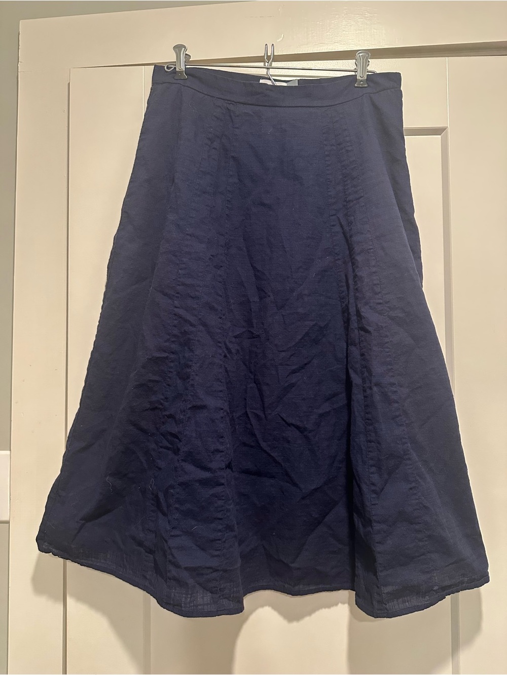 Women's Navy A-Line Linen Skirt